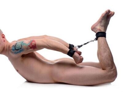 PU Leather Handcuffs + Ankle Wrist Cuffs - Hog Tie Bondage Restraints