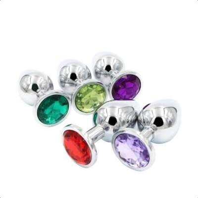3pcs Round Stainless Steel Jewel Anal Plug S+M+L