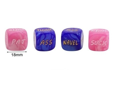 Pink and Blue Lovers Sex Dice (Pair)