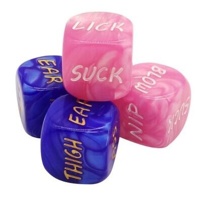 Pink and Blue Lovers Sex Dice (Pair)