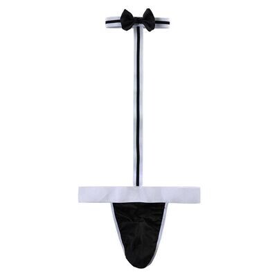 Erotic Waiter Costume Bow Tie Thong