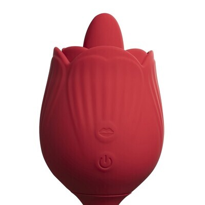 Silicone Clitoral Licking Rose with Thrusting Vibrator Egg