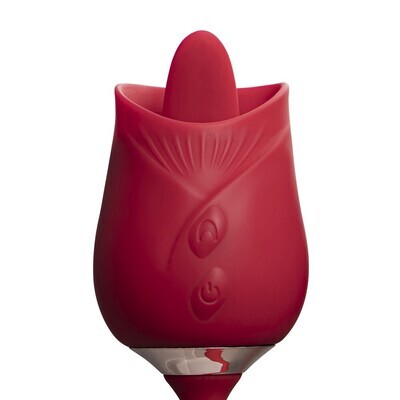 Silicone Clitoral Licking Rose with Thrusting Vibrator Egg