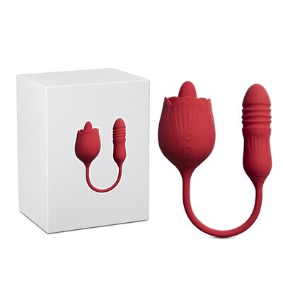 Silicone Clitoral Licking Rose with Thrusting Vibrator Egg