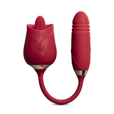 Silicone Clitoral Licking Rose with Thrusting Vibrator Egg
