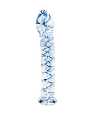 Beautiful Blue Swirl Crystal Pyrex Glass Massager