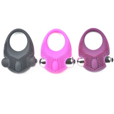 Silicone Vibrating Cock Ring with Clitoral Stimulator