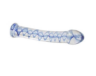 Beautiful Blue Swirl Crystal Pyrex Glass Massager