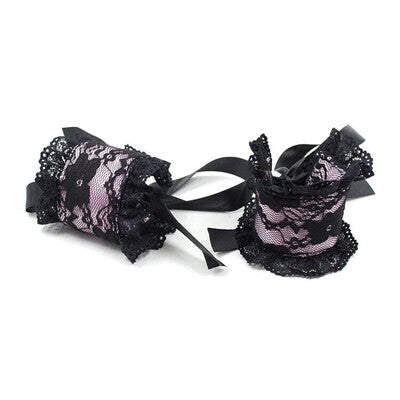 Boutique Room Fun - Lace Wrist Cuffs, Blindfold & Flogger