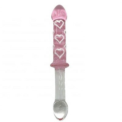 Beautiful Crystal Pyrex Glass Massager Pink Love Hearts