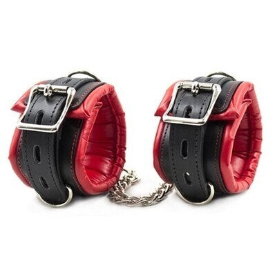 PU Leather Handcuffs with Shackle Restraints