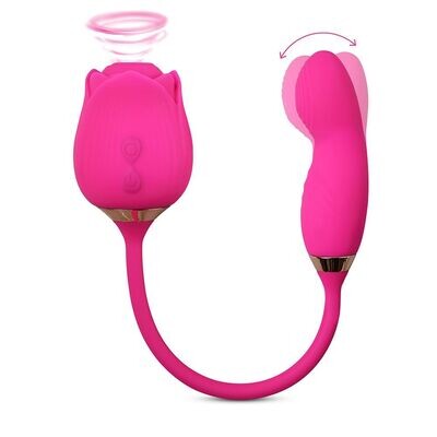 Silicone Rose Clitoral Sucking Wiggling Finger Vibrator