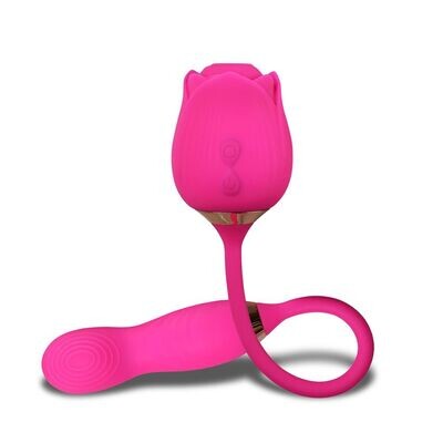 Silicone Rose Clitoral Sucking Wiggling Finger Vibrator