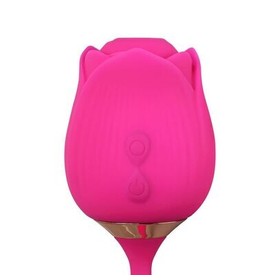 Silicone Rose Clitoral Sucking Wiggling Finger Vibrator