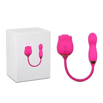 Silicone Rose Clitoral Sucking Wiggling Finger Vibrator