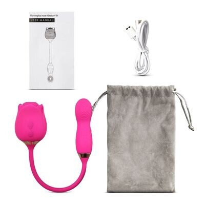 Silicone Rose Clitoral Sucking Wiggling Finger Vibrator