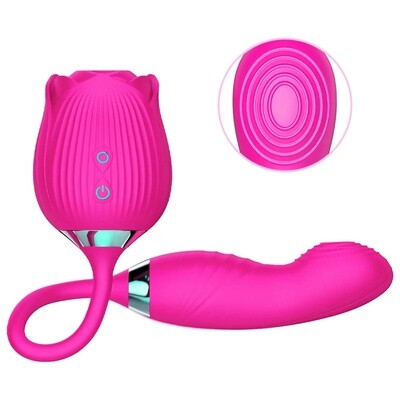 Silicone Rose Clitoral Sucking Wiggling Finger Vibrator