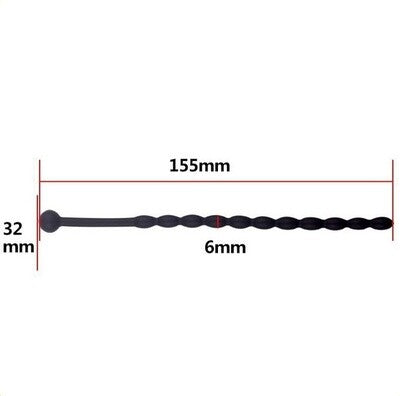 6'' Black Silicone Beaded Penis Sound