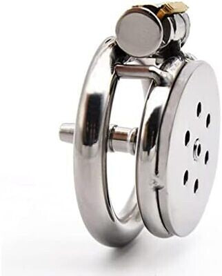 Flat Button Chastity Cage Stainless Catheter