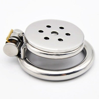 Flat Button Stainless Chastity Cage