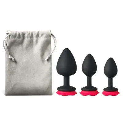 Rose Bud Silicone Butt Plug 3-Piece Set