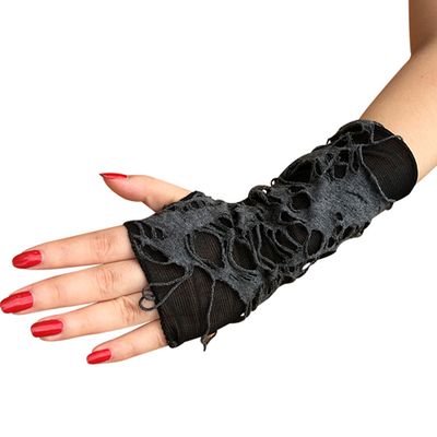 Goth Punk Fingerless Gloves - Spider Web Design