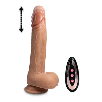 Realistic Rechargeable 10 Functions Remote Control Vibrating and Thrusting Dildo