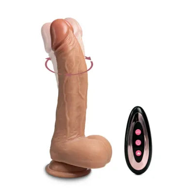 Realistic Rechargeable 10 Functions Remote Control Vibrating and Thrusting Dildo