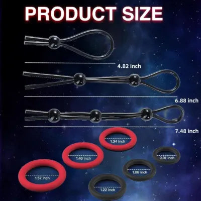 Silicone Cock Ring Set - 9pcs