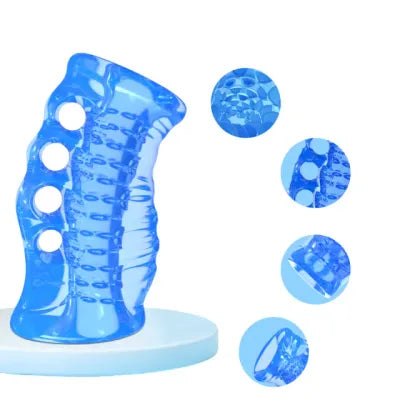 Blue Male Masturbator Stroker with Fingle Holes