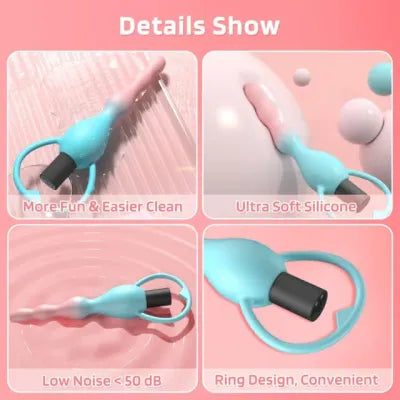 Pastel Rechargeable Vibrating Waterproof Soft Anal Beads