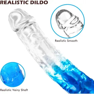 Transparent Blue Body Safe Dildo with Suction Cup