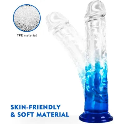 Transparent Blue Body Safe Dildo with Suction Cup