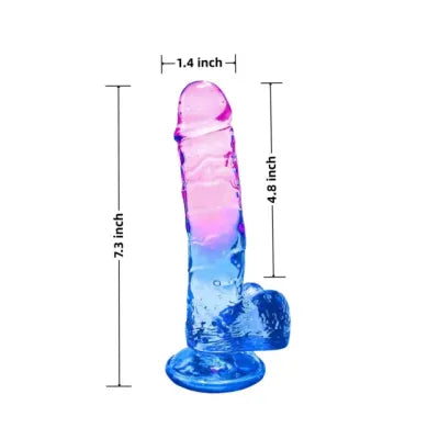 Purple & Blue Realistic Dildo with Suction Cup