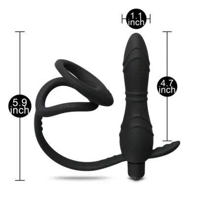 Wavy Prostate Vibrator With Dual Cock Ring