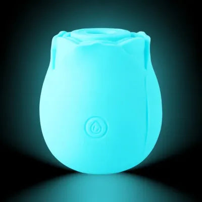 Glow-in-the-Dark Blue Silicone Rechargeable Clitoral Sucking Rose