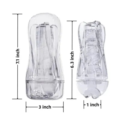 Transparent Life-Like Vagina Male Masturbator with 7'' Depth