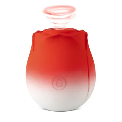 Silicone Red & White Clitoral Sucking Rose Vibrator