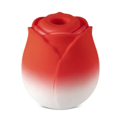Silicone Red & White Clitoral Sucking Rose Vibrator