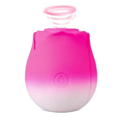 Silicone Magenta & White Clitoral Sucking Rose Vibrator