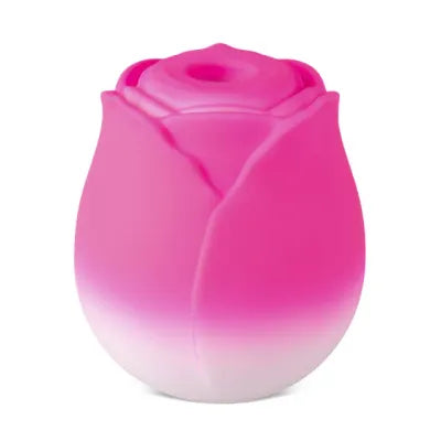 Silicone Magenta & White Clitoral Sucking Rose Vibrator