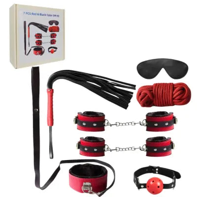 Red 7 Piece BDSM Bondage Kit