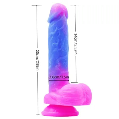 Dual-Tone Silicone Dildo with Balls and Suction Cup
