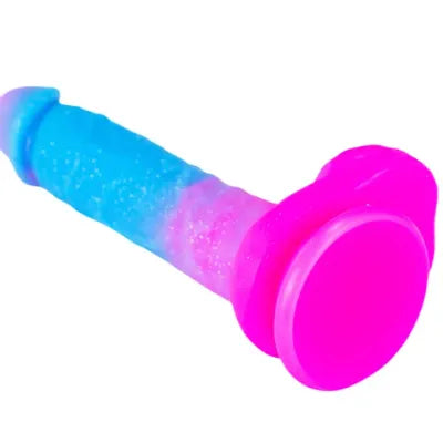 Dual-Tone Silicone Dildo with Balls and Suction Cup