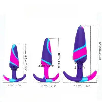 Pure Bliss Colourful Silicone Butt Plug Set