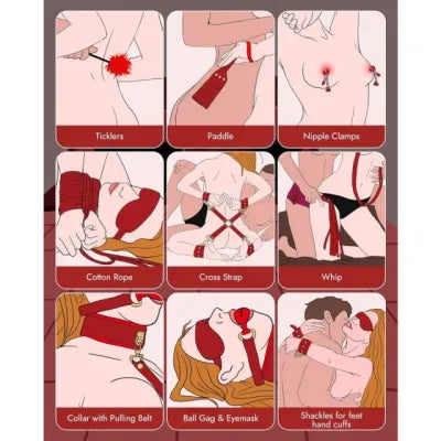 Red 11 Piece BDSM Bondage Kit