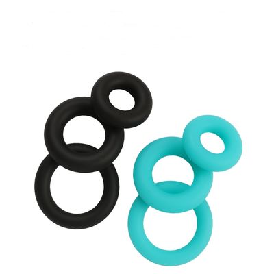 Aqua Blue Plump Silicone Triple Cock Ring Set