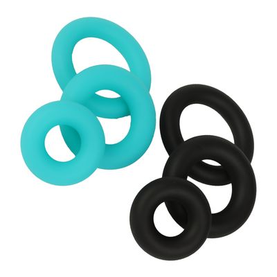 Aqua Blue Plump Silicone Triple Cock Ring Set