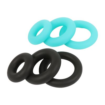 Aqua Blue Plump Silicone Triple Cock Ring Set