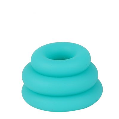 Aqua Blue Plump Silicone Triple Cock Ring Set